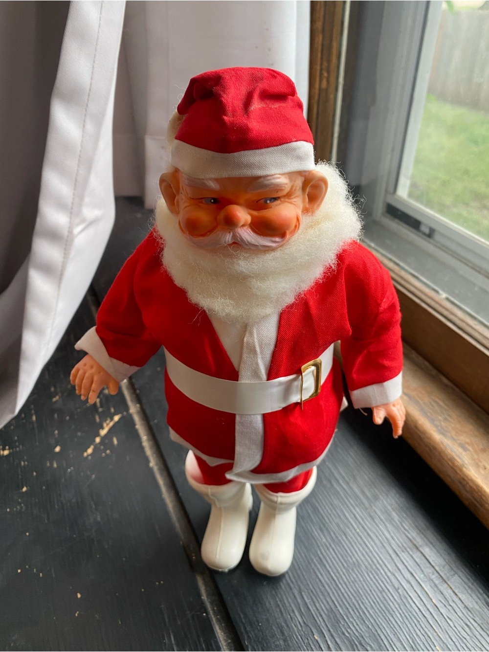 Traditional Red Santa Figurine with White Trim and Beard